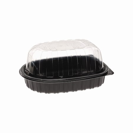 Pactiv Evergreen MealMaster Chicken Roaster Base/Lid, 10 x 7.5 x 4, Black/Clear Plastic, 110PK PAC YCNC600700DZ